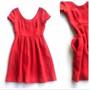 Anthro Red Coral Dress with Pockets, Pim + Larkin